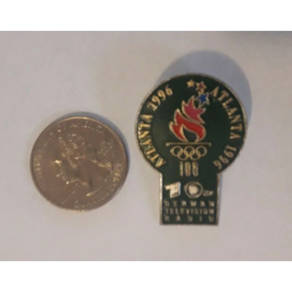 10 ZDF German Television Radio Olympic Pin 1996 Atlanta Enamel Lapel Tack 100 yr